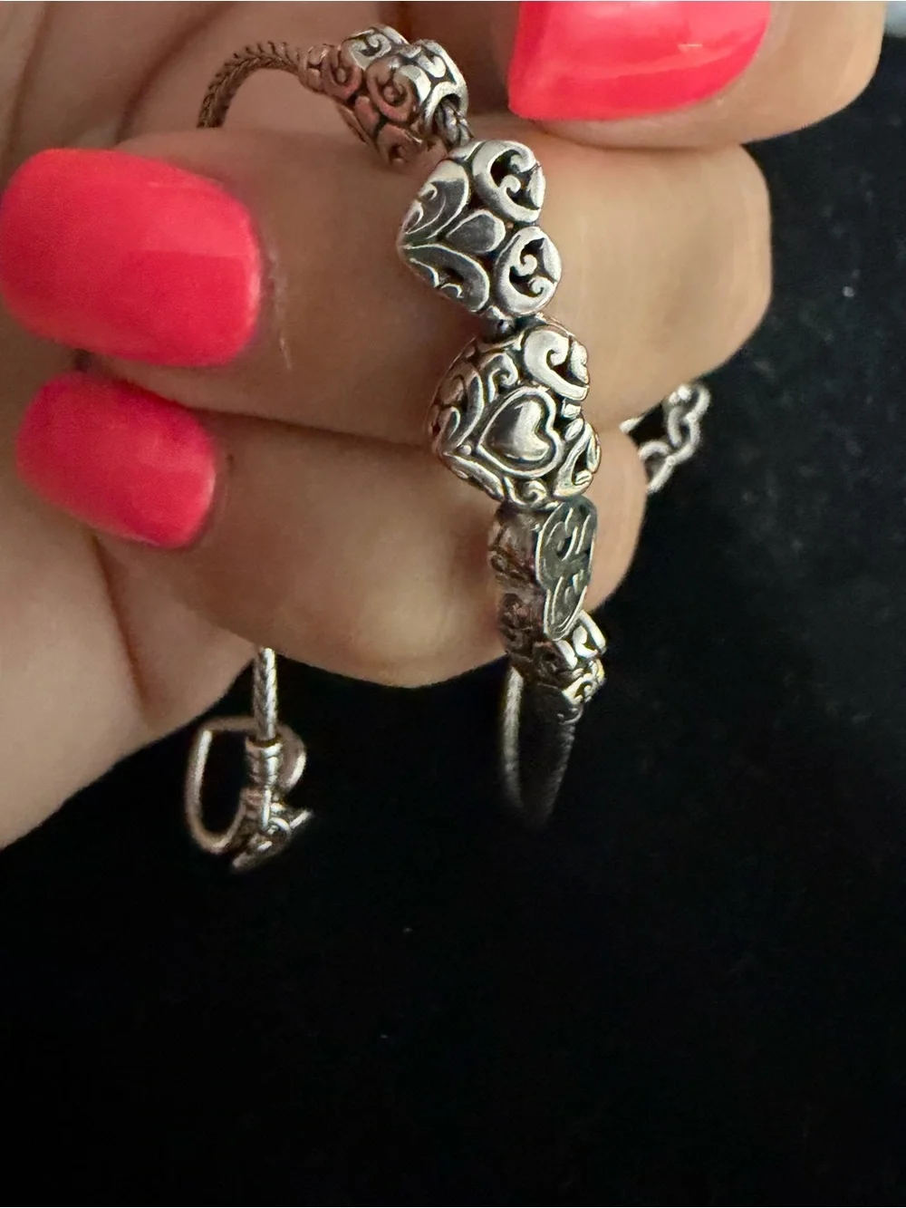 Annika Witt 925 Sterling silver heart toggle bracelet. Designer